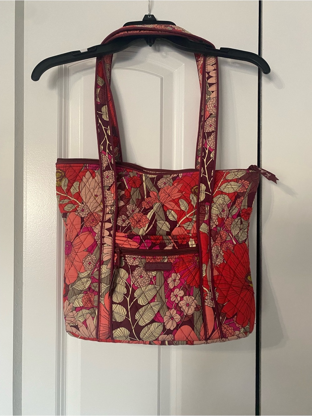 Vera Bradley Red and Pink Floral Quilted Tote